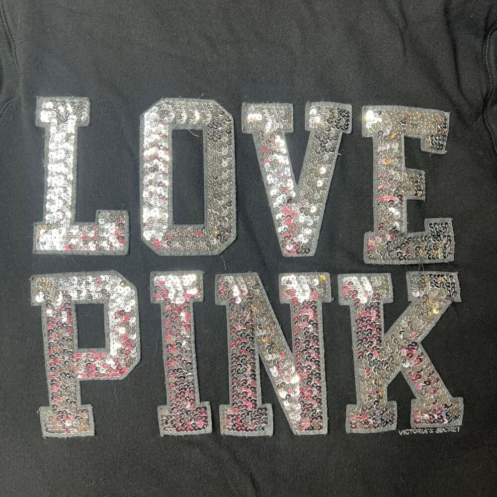 Victoria’s Secret Love Pink Bling Faux Fur Lined Zip Up Hoodie - Picture 6 of 8